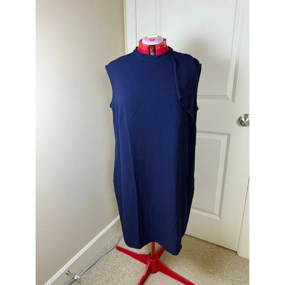 Women's London Times Woman Navy Sleeveless Mock Neck Dress Plus Size 16W - Picture 4 of 11